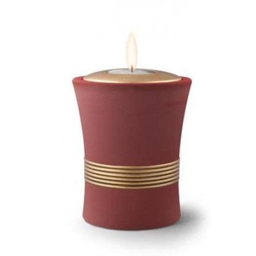 Ceramic Candle Holder Keepsake Urn (Luxor Design) – MAROON